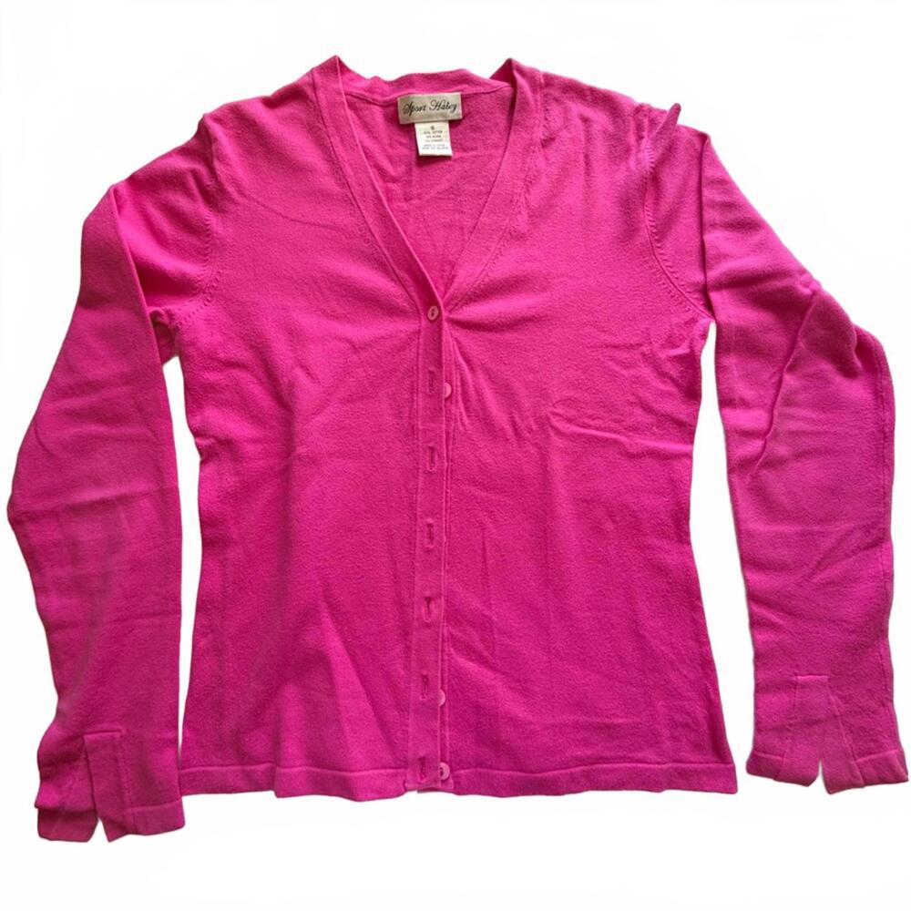 Sport Haley Fuchsia V-Neck Cardigan – Lightweight Knit Sweater